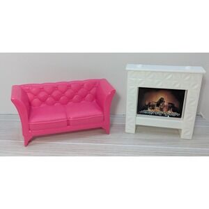 Barbie Dream House 2015 Pink Couch Sofa Reversible fireplace furniture Mattel